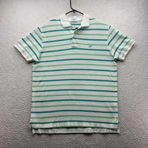 Southern Tide Polo Shirt Mens XL 42 White Green Striped Slim Fit Preppy Golf Dad